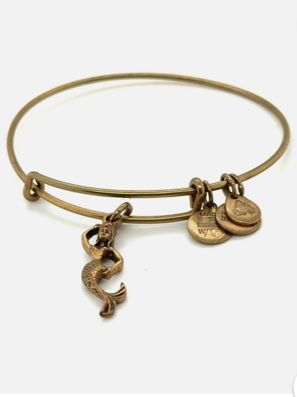 Alex and Ani Bronze Mermaid Charm Expandable Bangle Bracelet